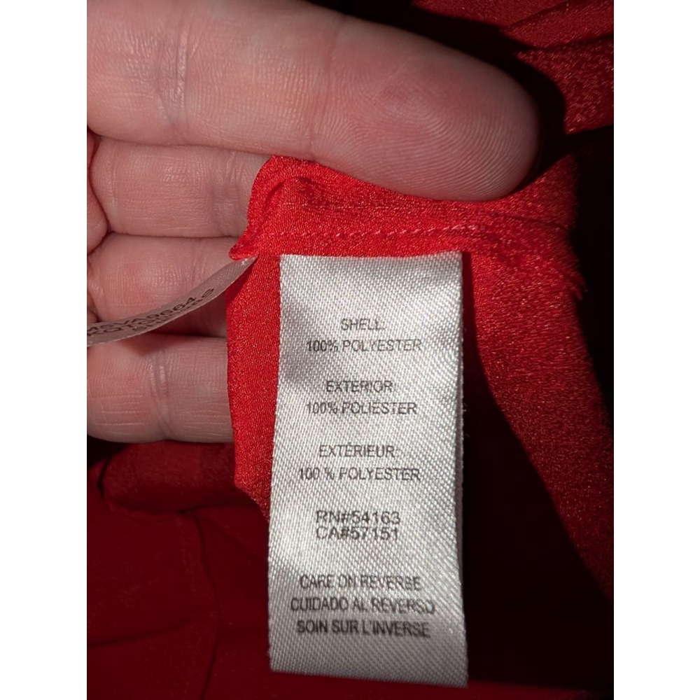 Calvin Klein Red Long-Sleeve Button Front Blouse - Picture 5 of 5